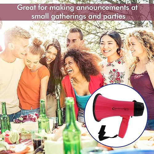 Miniatura 7 de Technical Pro Megáfono de megáfono portátil ligero de 20 vatios con correa, sirena y control de volumen, bueno para entrenadores, fútbol, fútbol,
