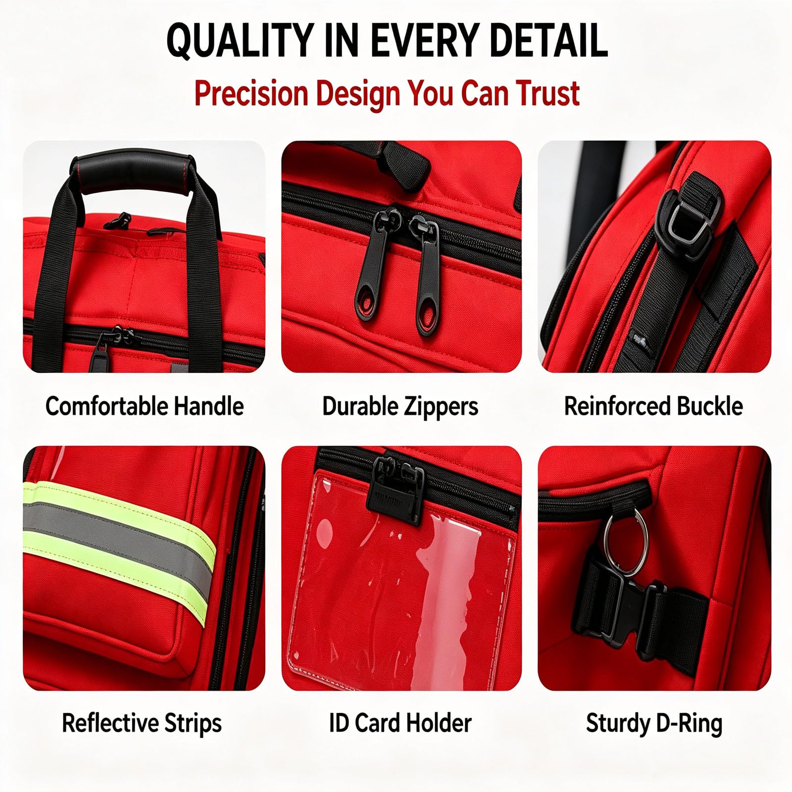 JOSBY Bolsa Médica De Gran Capacidad, Botiquín De Primeros Auxilios con Ruedas, Bolsa De Viaje Portátil para Emergencias Al Aire Libre, Bolsa De Emergencia Reflectante con Navy Blue 66cm