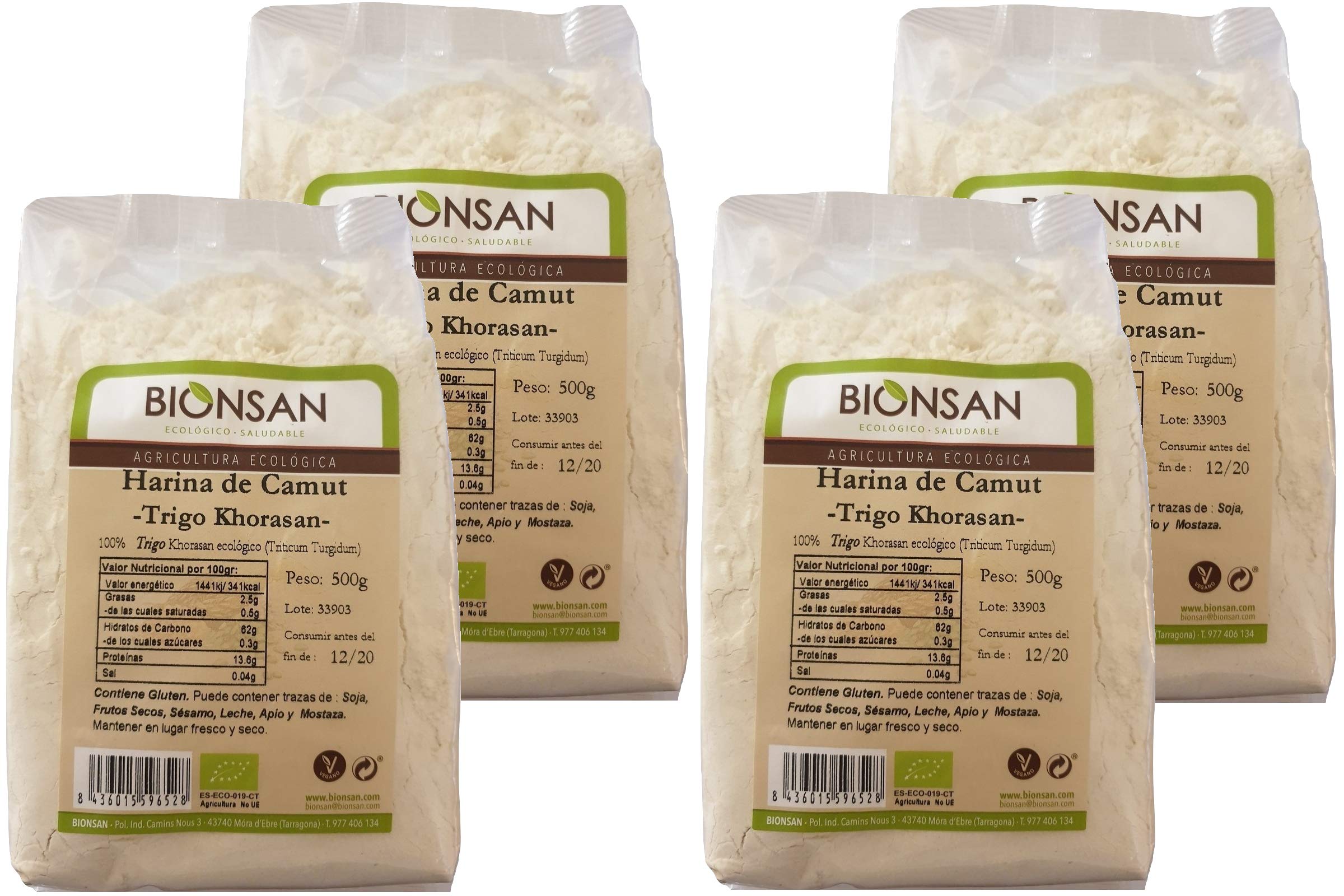 Bionsan Harina de Camut Ecológico - Trigo Khorasan - 4 Paquetes de 500 gr - Total: 2000 gr…