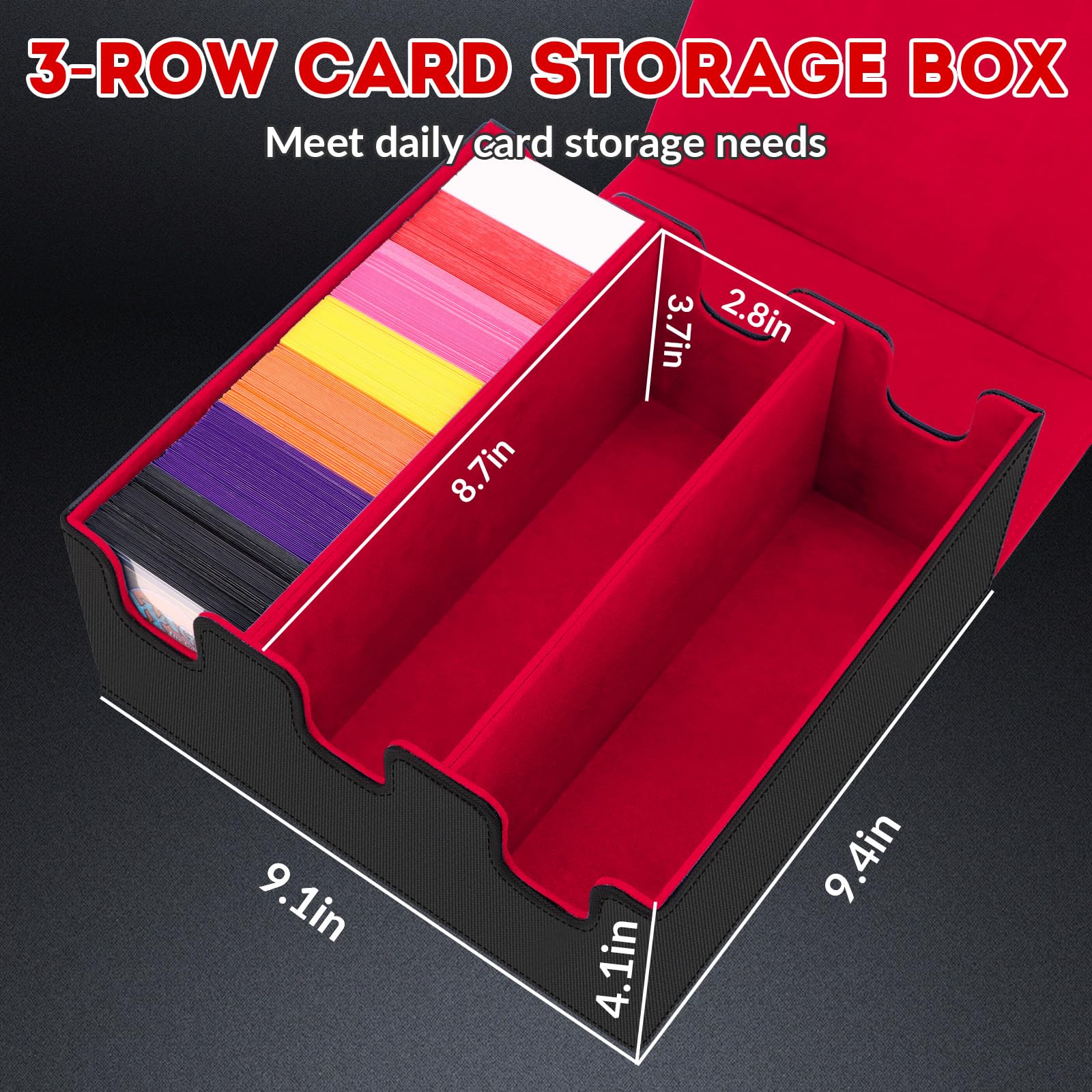 HIMOMO Card Storage Box for Trading Cards 2100+ PU Leather Card Deck Box - Image 2