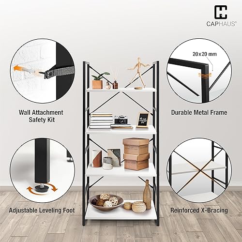 Miniatura 5 de CAPHAUS Estantería de 4 niveles, estante de pie de 24 pulgadas de ancho, organizador de almacenamiento de estantes, estantes industriales para
