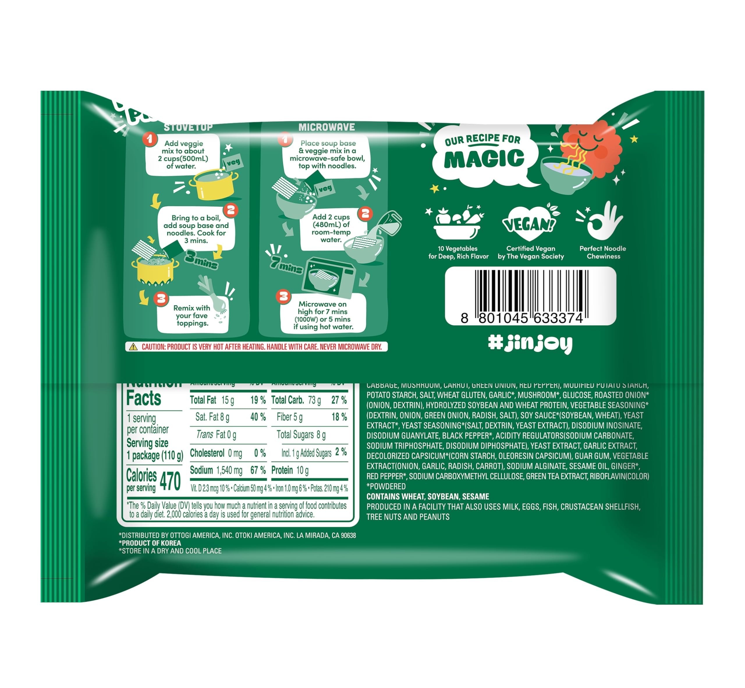 Amazon.com : OTOKI Jin Ramen Veggie Korean Vegan Instant Ramen