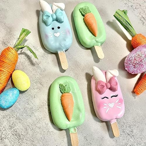 Miniatura 4 de Molde de fondant de orejas de conejo de Pascua, molde de silicona de conejo grande 3D, molde para hornear zanahoria y chocolate para decoración de