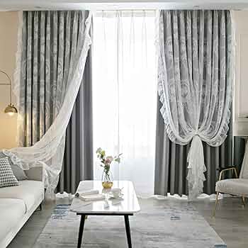 姫系　カーテン　レース一体型 カーテン 姫系 おしゃれ 遮光 1級 遮熱 2重カーテン 一体型