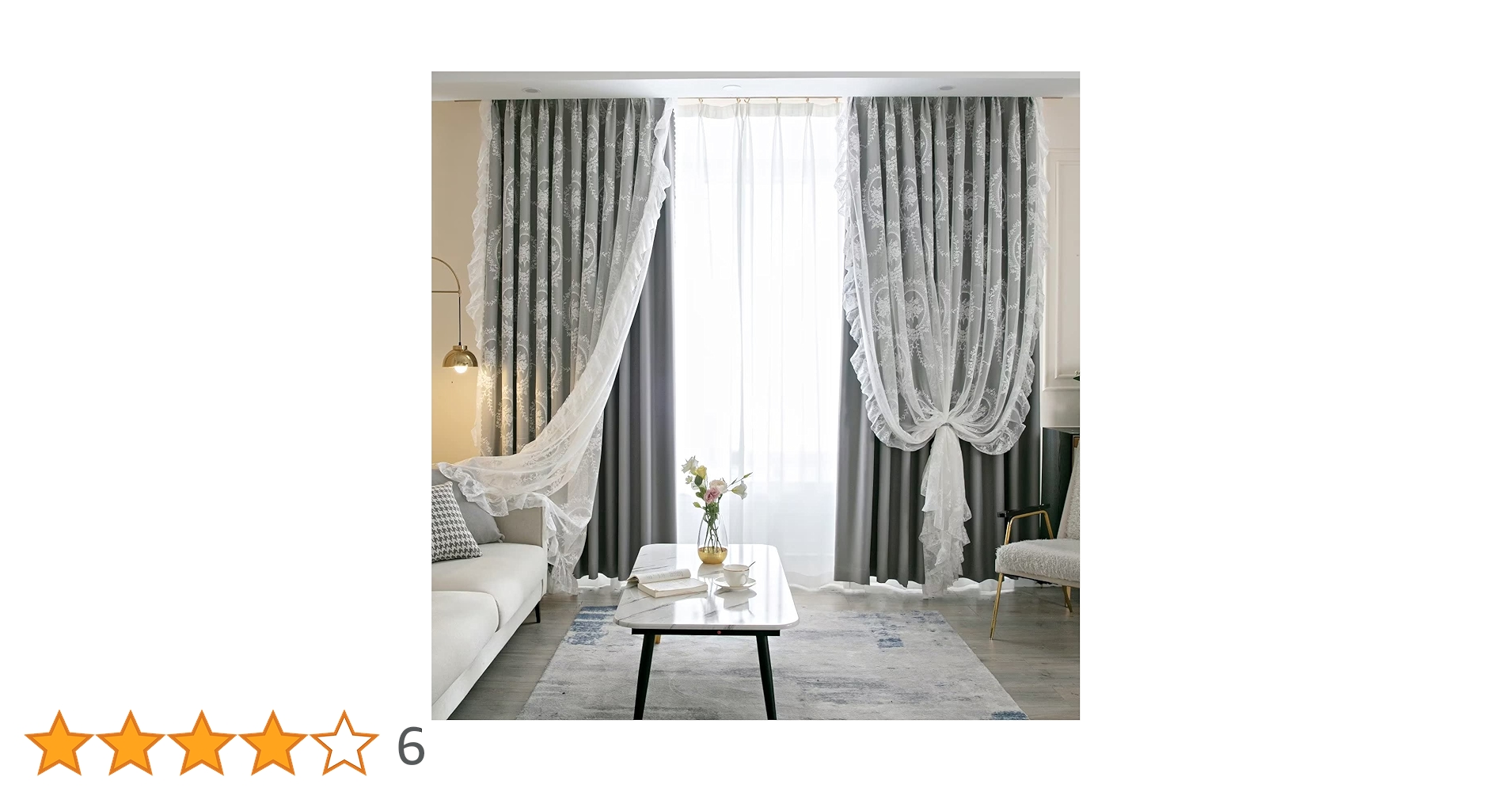 Amazon｜姫系カーテン 遮光 おしゃれ 可愛い 一体型カーテン 刺繍 二重