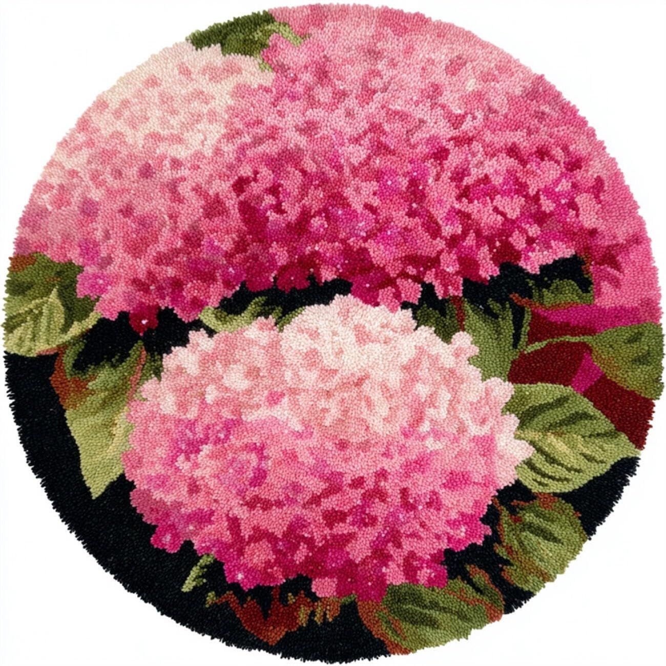 Kitquiver Latch Hook Rug Kits Pink Hydrangea 60x60cm