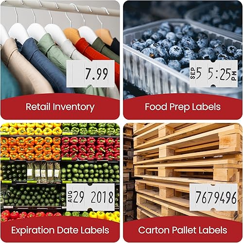 Miniatura 5 de Perco Kit de pistola de etiqueta de fecha Pro de 1 línea incluye etiquetadora de pistola de fecha de 8 dígitos 10000 etiquetas blancas lisas y tinta