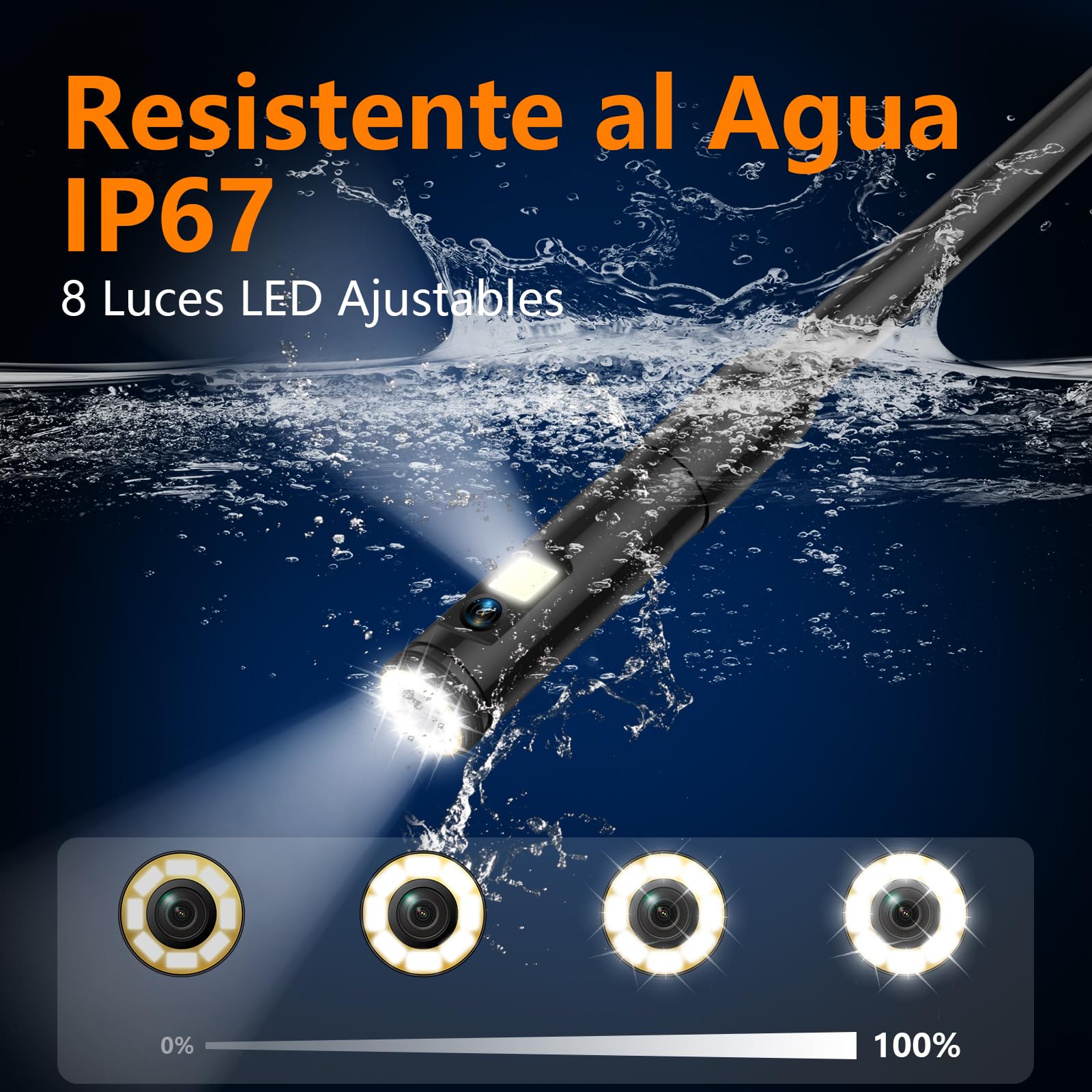 Camara Endoscopica Doble Lente con Pantalla y Luz, Ennovor 1920P HD Camara Inspeccion Tuberias, 5" Pantalla IPS y 8 Leds Ajustables, No App No WiFi Endoscopio Cable Semi-Rígido (16,5 FT/5M)