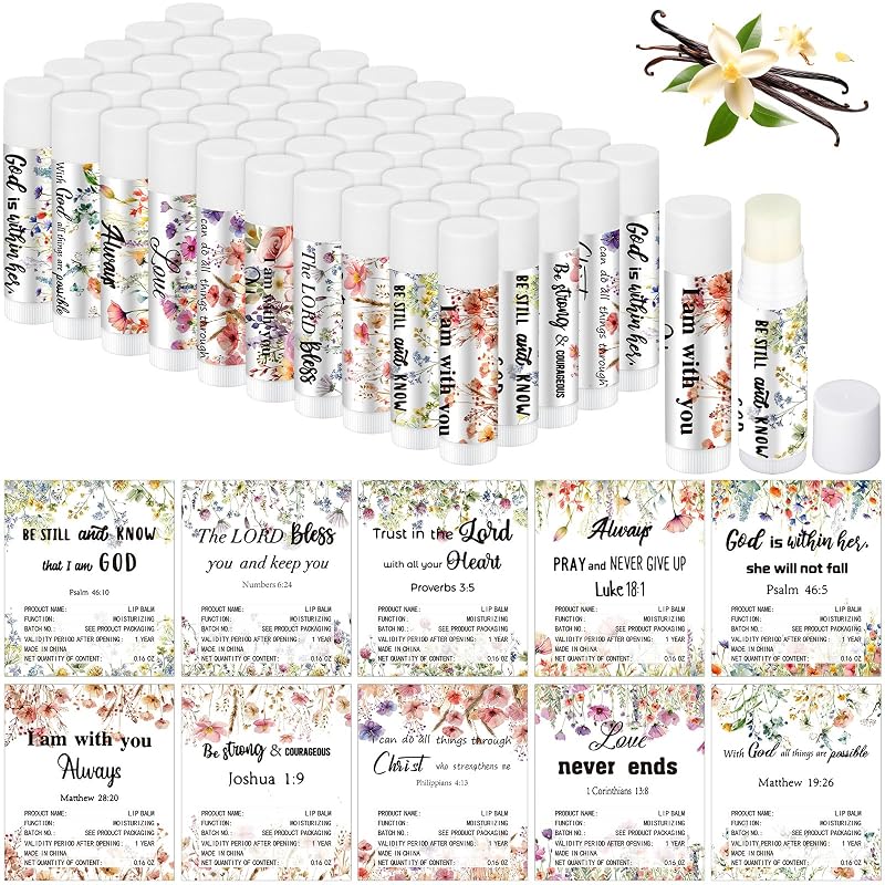 Dansib Bálsamo Labial com Versículos Bíblicos, Baunilha, Pacote com 50