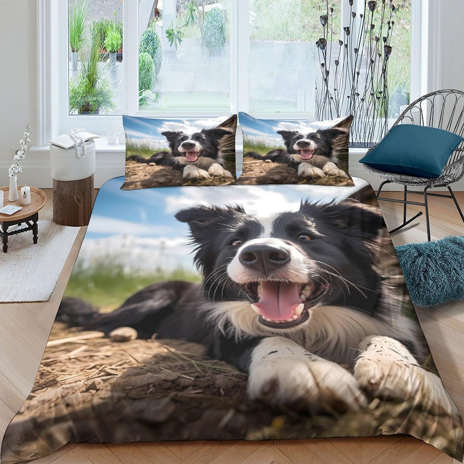 Ctjqhvkz Style-6 3D Printed Border Collie Dog Fitted Sheet Microfiber Soft Breathable Outdoor Landscape Bed Cover For Bedroom Guest Room Decor Single（135X200cm）