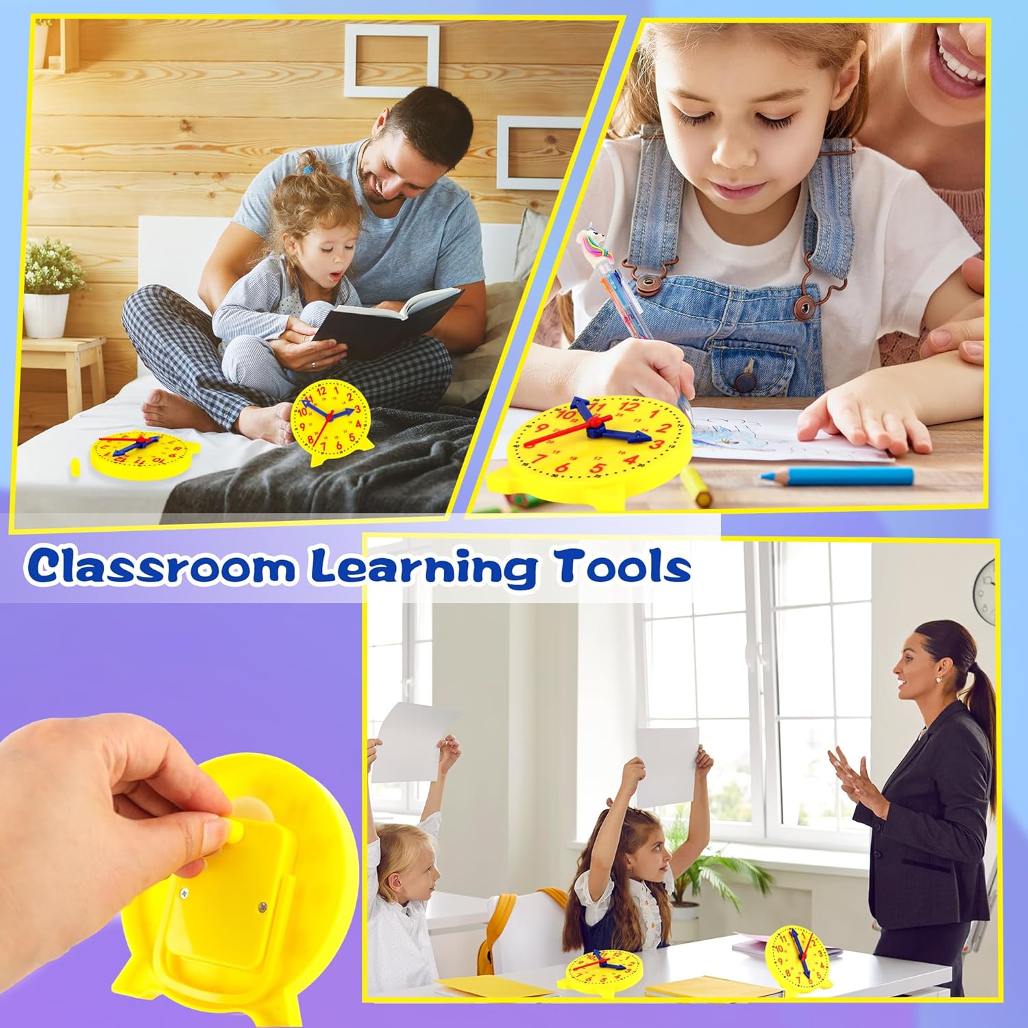 28 Pcs Teaching Clock Kit 4 inch to Tell Time Learning Mini Geared Clock for Kids Early Math Skills Teacher and Classroom Supplies