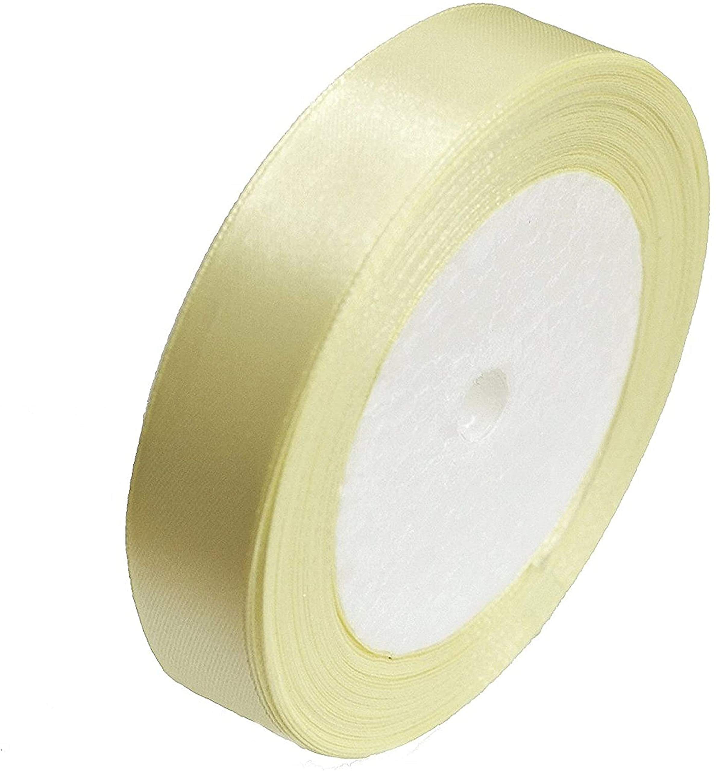 Pale Yellow Satin Ribbon 25mm (1 Inch) Wide Ribbon for Gifts Wrap Sew Party, Decorations Events Dress Wedding Christmas Crafts, Bows DIY, Bouquets, Easter (Pale Yellow)