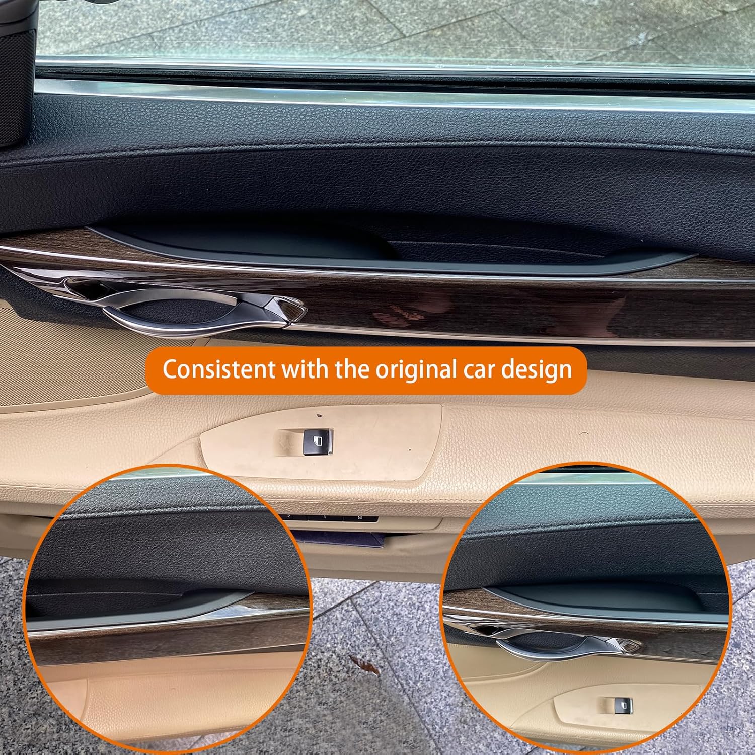 Car Door Handle Cover Fit For BMW 7 Series F01 F02 730Ld 740i 740Li 750i 750Li 760Li 2009-2015 Front Row Left and Right Interior Door Pull Handles Protective Decorate Covers (F01 F02 Front Row Black)