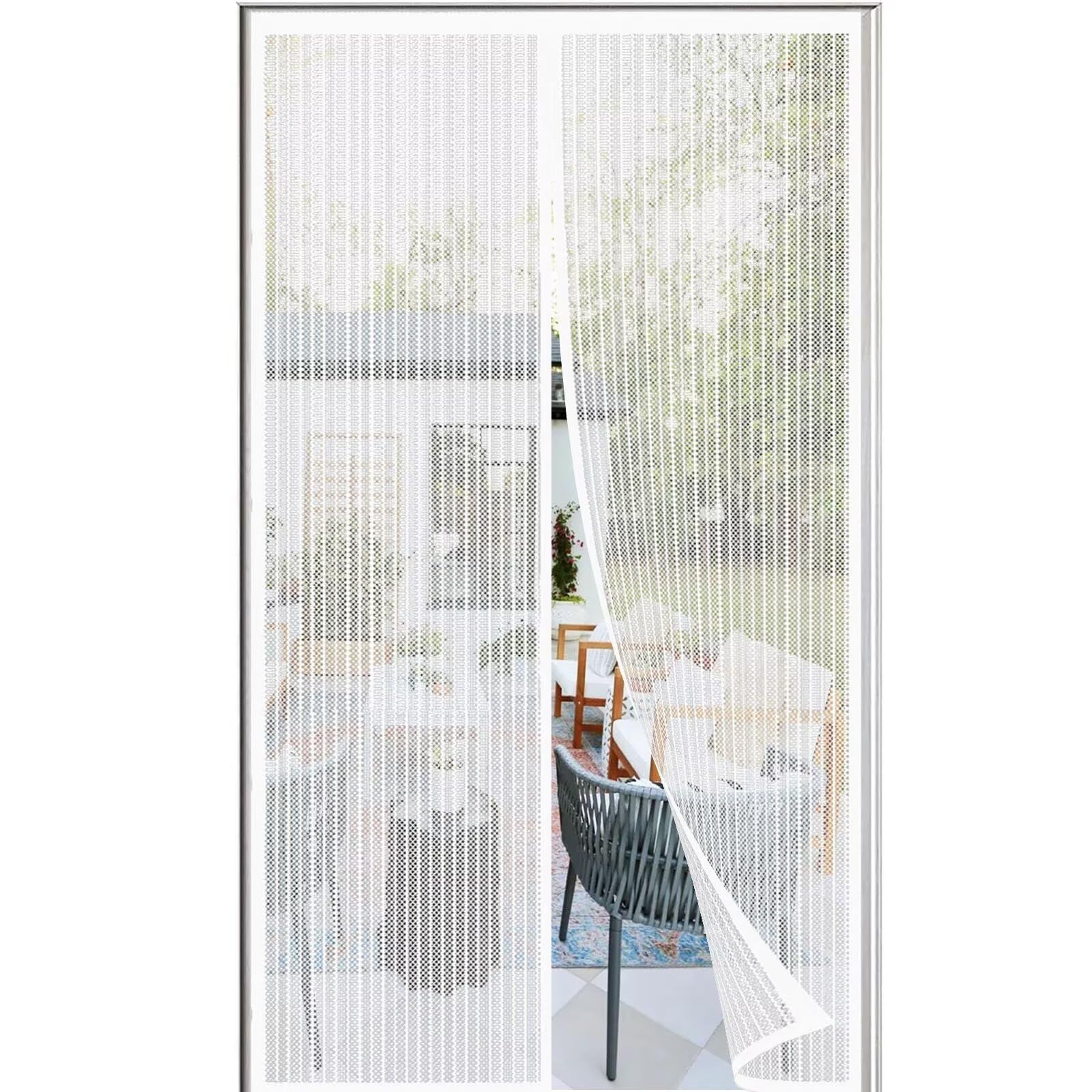 Moustiquaire porte fenêtre magnétique 120x215 cm blanche pour salon et balcon