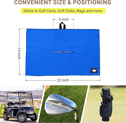 Miniatura 6 de Toalla de golf magnética con corte central y accesorio de bucle, imán fuerte que se fija a cualquier cosa metálica, bolsa de golf perfecta o