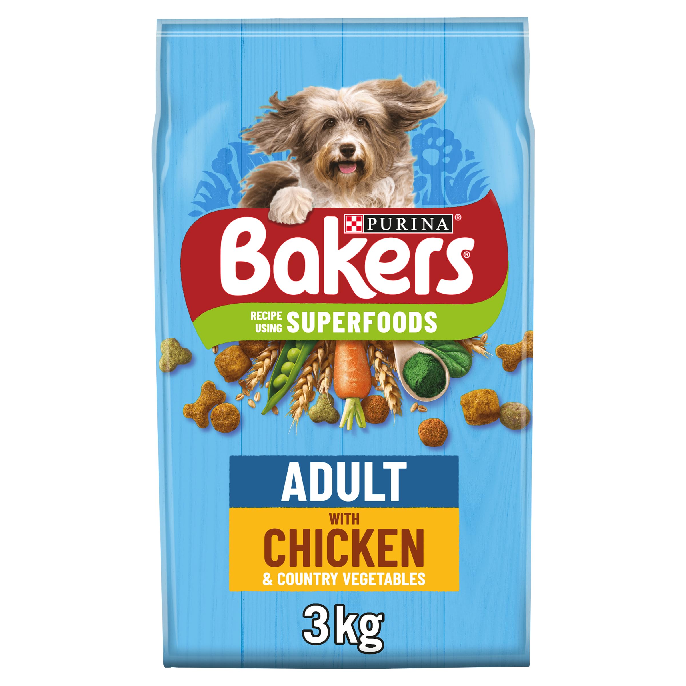 BakersChicken with Vegetables Dry Dog Food 3kg (Pack of 4)