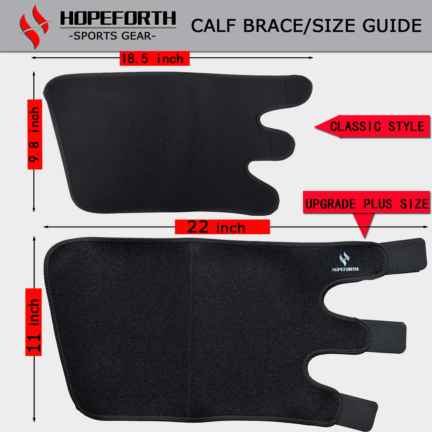 HOPEFORTH Calf Support Brace 2 Pack Adjustable Shin Splint Compression Calf Wrap : Health & Household