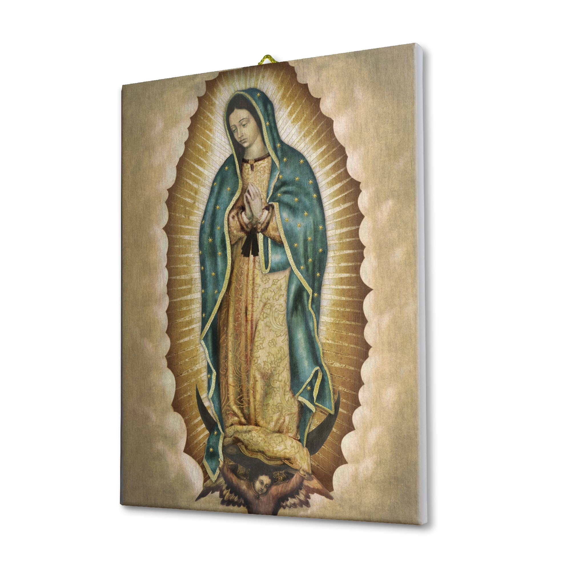 FRATELLI BONELLA - Quadro Madonna di Guadalupe Sagomato Vintage - Legno di Pioppo Spessore 8mm - Quadro per Camera Da Letto 28.5 x 35.5 cm - 100% Made in Italy