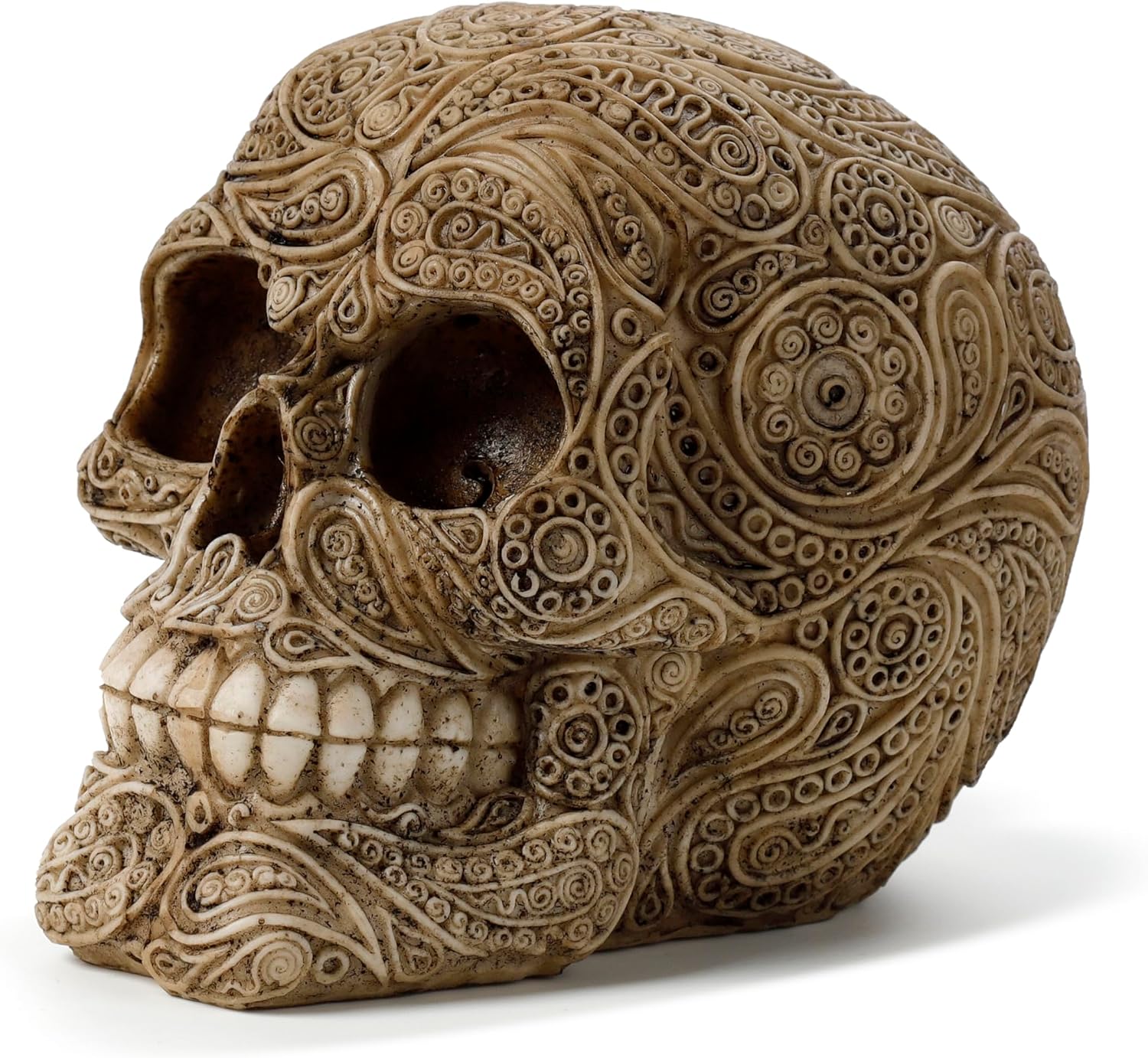 Puckator Intricate Damask Skull - Home Decoration - Damask Style Skull - Ornaments - Resin - Home Accessories - Living Room Accessories - Human Skeleton - Goth Gifts for Men