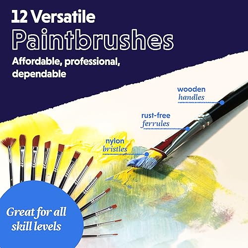 Miniatura 12 de Juego de pintura acrílica para adultos y niños, paquete de 24 pinturas de 0.4 fl oz con 3 pinceles de arte, pintura no tóxica para manualidades, kit