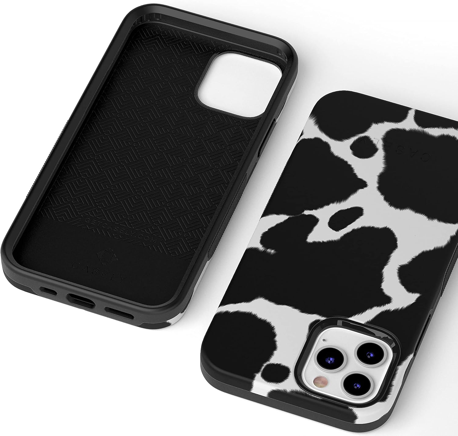 Casely iPhone 12/12 Pro Case | Current Mood | Cow Print | Bold Protective Design | Compatible with MagSafe