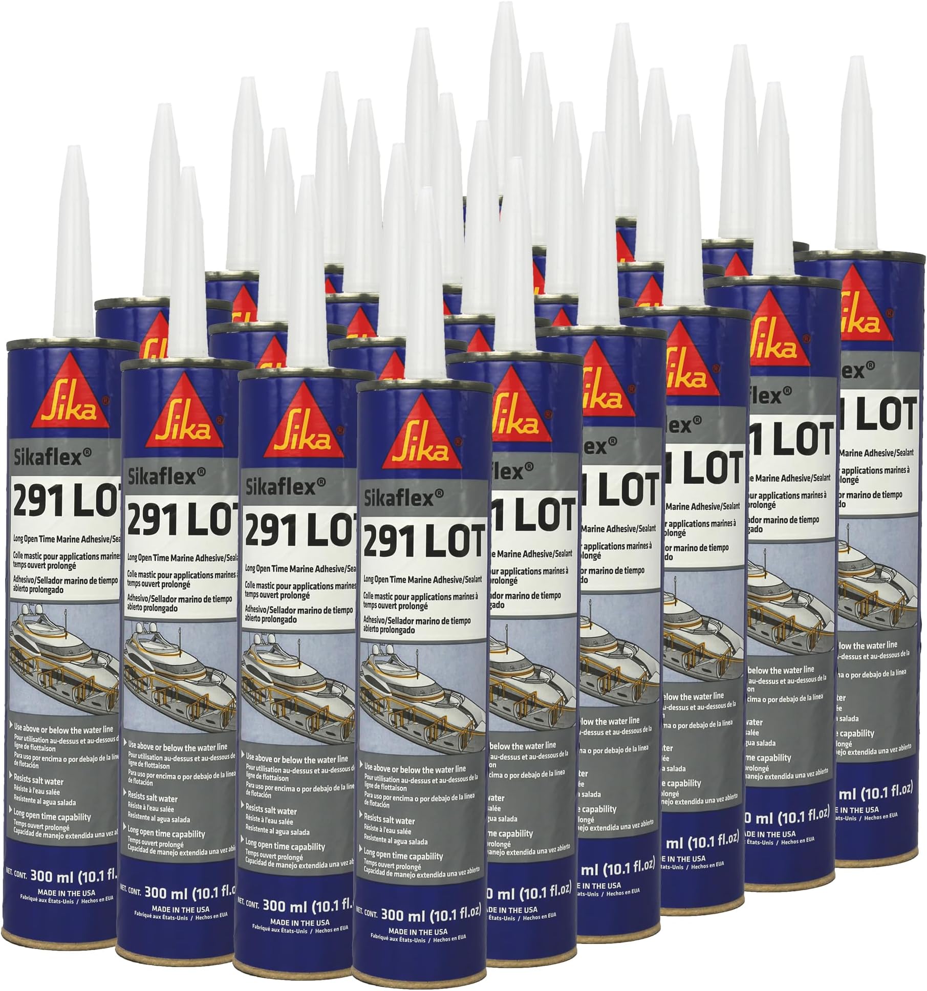 Sikaflex-291 LOT - General All-Purpose Adhesive and sealant, Black - Marine Use - Elastic and Non-Corrosive - 10.1 fl. oz. (Pack of 24)