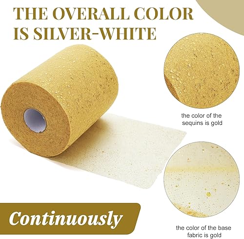 Miniatura 3 de Timgle Tela de tul con purpurina de 6 pulgadas por 100 yardas, rollos de tela de tul, cinta de tul con purpurina y lentejuelas, carrete de tul para