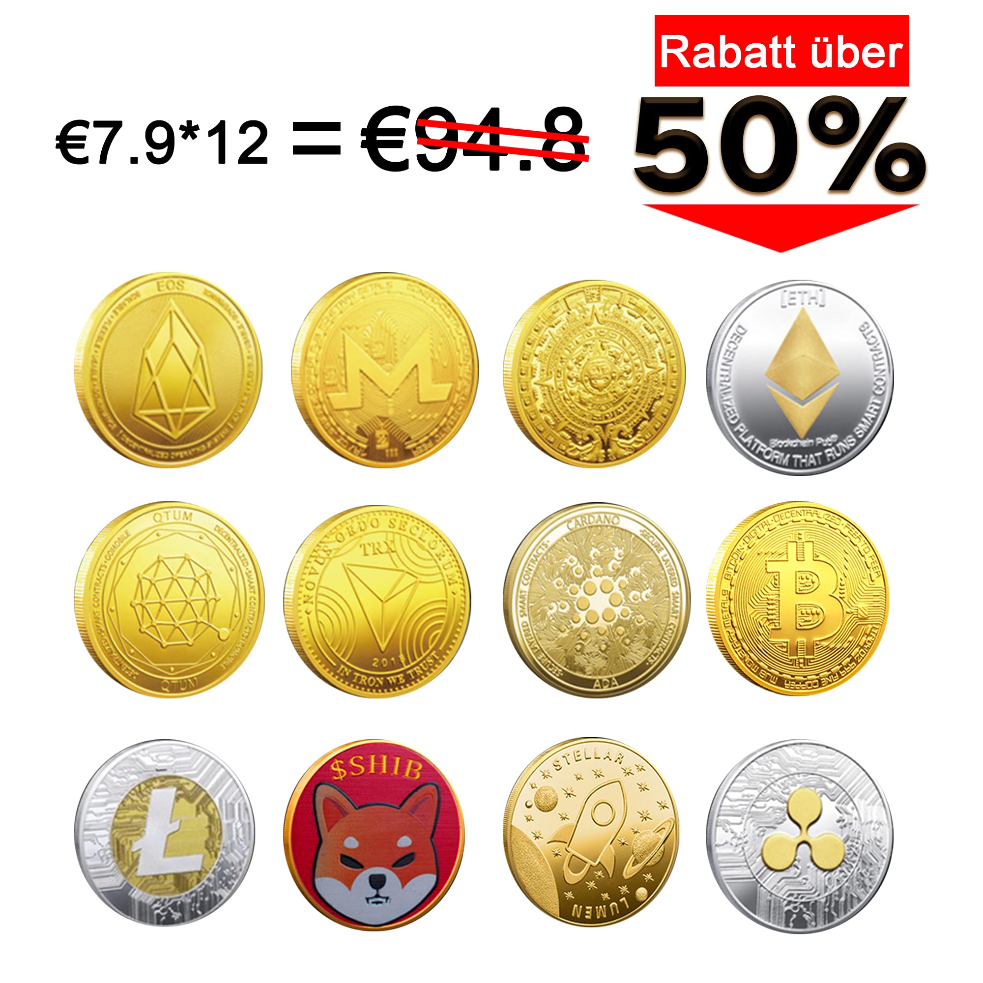 Krypto-Geschenk Für Miner Krisler Krypto Münzen Set - 6 Bitcoin & Ethereum  Sammler Münzen Ledger Nano X