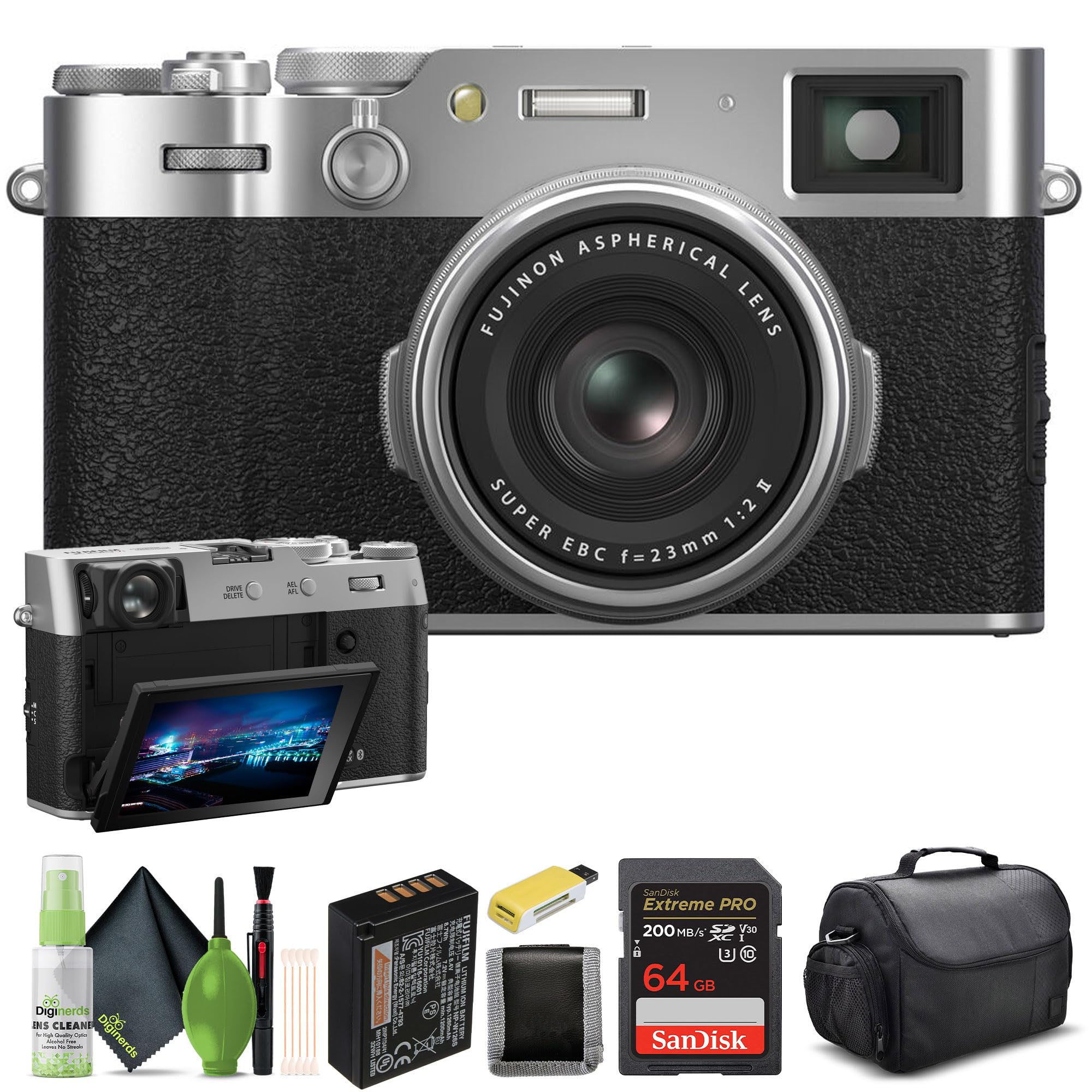 FUJIFILM X100VI Point &amp; Shoot Camera (Silver) (16821822) Bundle