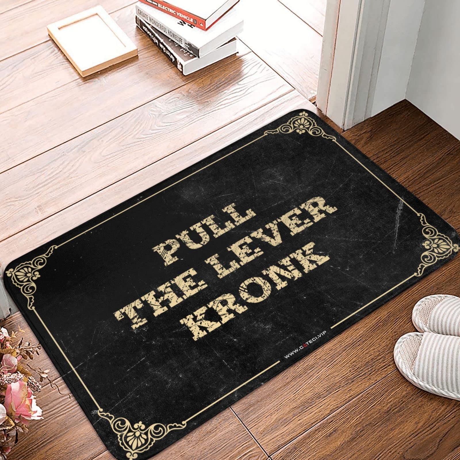 Tapis de porte à carreaux extérieur anti-boue en caoutchouc 65x90