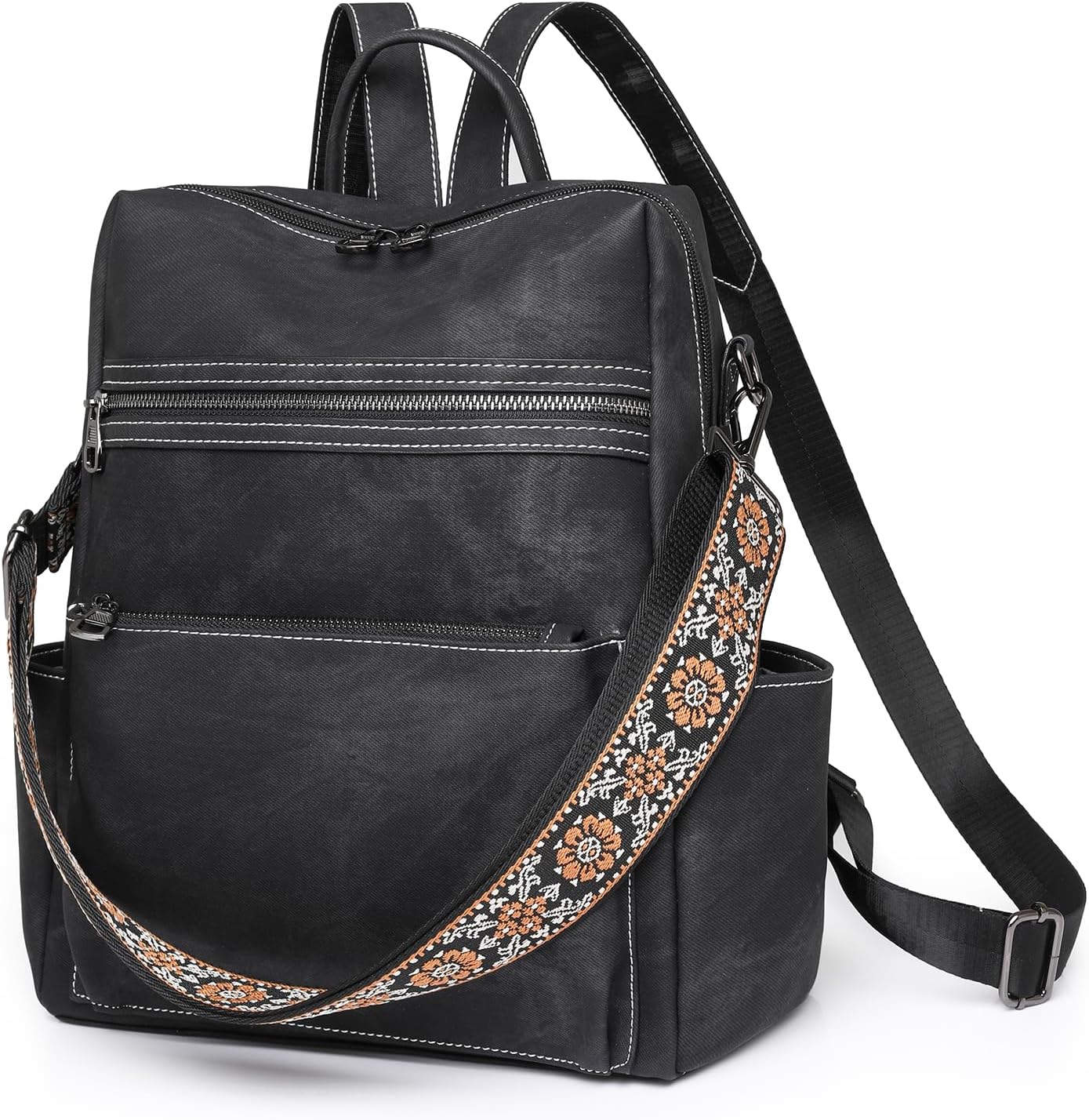 Women's Fashion Backpack Purse Multipurpose Large Capacity Travel Handbags Convertible Bag Black - Image 2