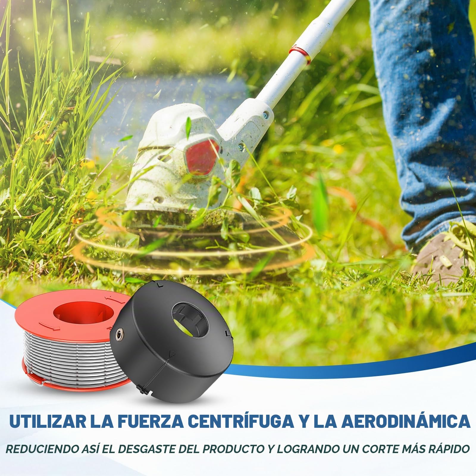 4 Bobinas de Hilo para Cortabordes Compatibles con Bosch F016800175,para Bosch Art 23 26 30 Combitrim, Art 23 26 Easytrim,Ø1,6mm 8m, con cubierta de bobina F016L71088(4 Bobina+1 Tapa)