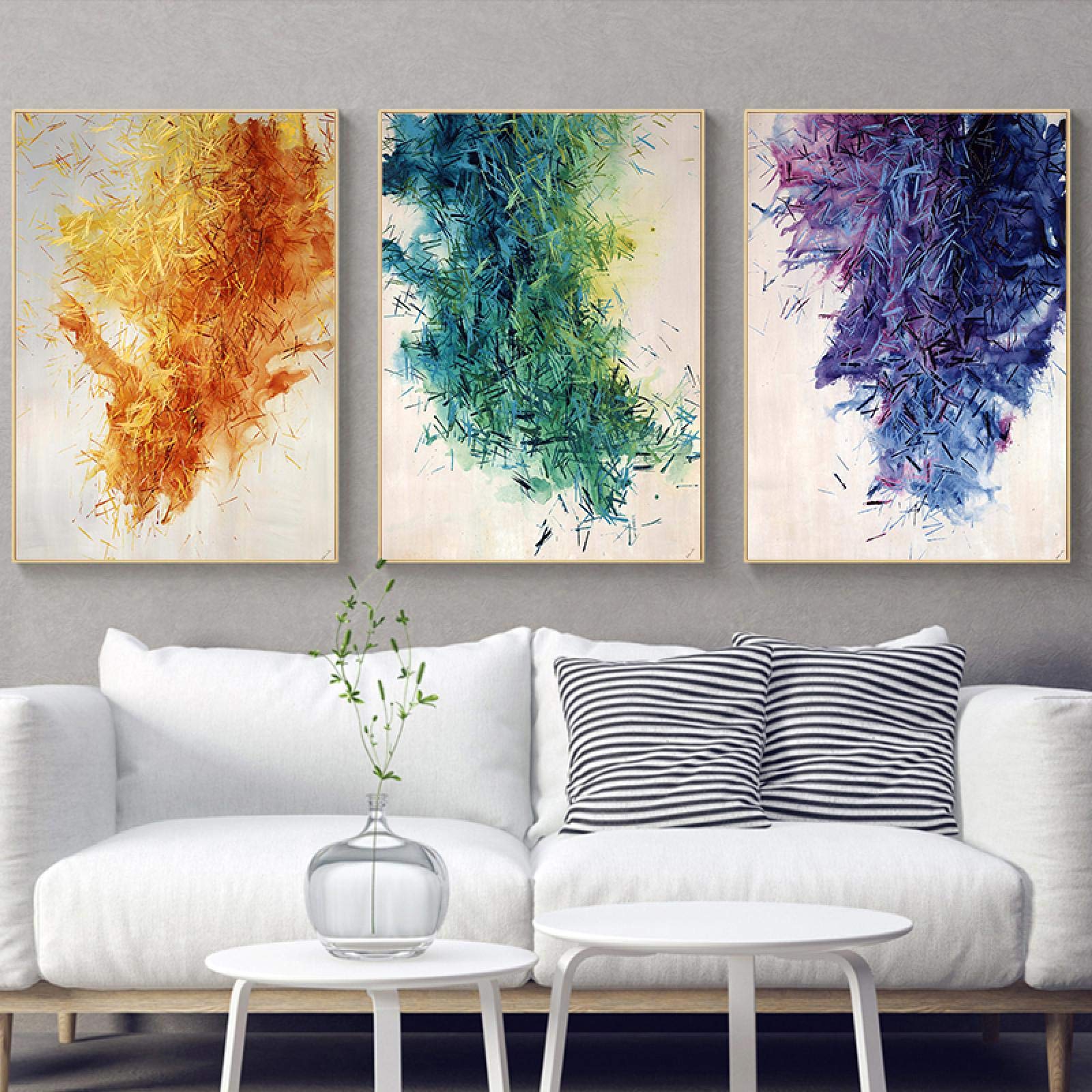 Tableau abstrait coloré 40x60cm pour salon moderne dynamique - 8