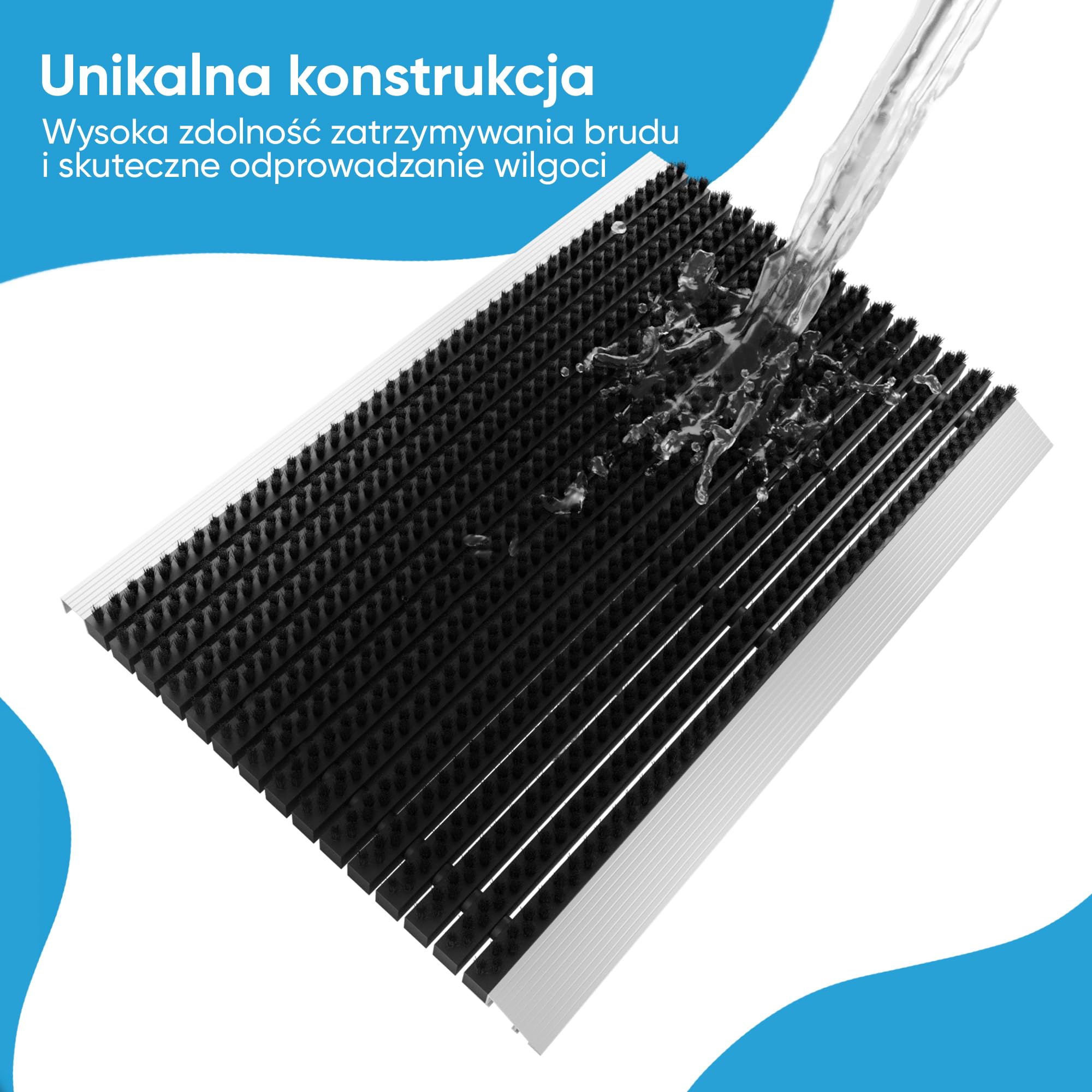 Zewnętrzna aluminiowa wycieraczka ze szczotkami czarna mata wychwytująca brud 40x60 cm wycieraczka zewnętrzna aluminiowa wycieraczka zewnętrzna skrobaczka do butów przed wejściem mata ze szczotkami