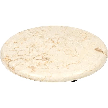 Creative Home Genuine Champagne Marble 8" Round Trivet, Cheese Serving Board
