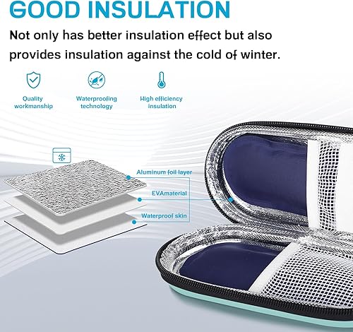 Miniatura 5 de MOSLA Estuche de viaje para diabéticos, bolsa de enfriamiento aislada con 2 bolsas de hielo para bolígrafos de insulina y otros suministros para