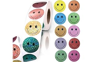 Glitter Dot Smiley Face Stickers, 500Pcs Foil Shiny Happy Face Stickers for...