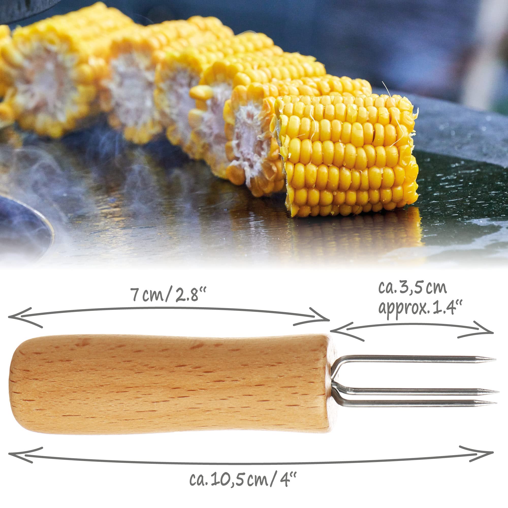 VZU 4 forchette per patate in acciaio inox, 18,3 x 1,9 cm, forchetta