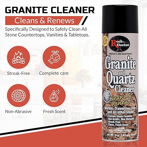 Miniatura 2 de Rock Doctor Kit de cuidado de granito y cuarzo, kit combinado de mantenimiento de 3 piezas para el cuidado de la piedra – Limpia y renueva mármol,