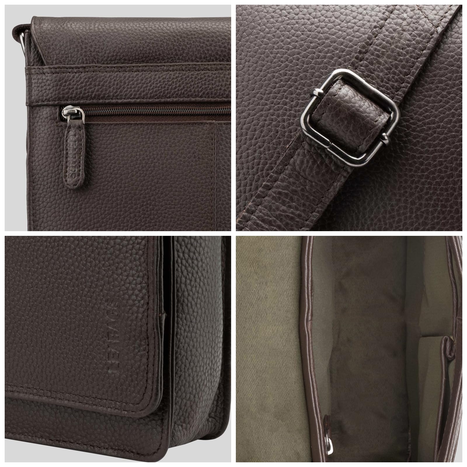 LEABAGS London Umhängetasche Herren Leder – Herrentasche zum Umhängen Echtes Leder 32x26x8 cm Kleine Schultertasche Vintage