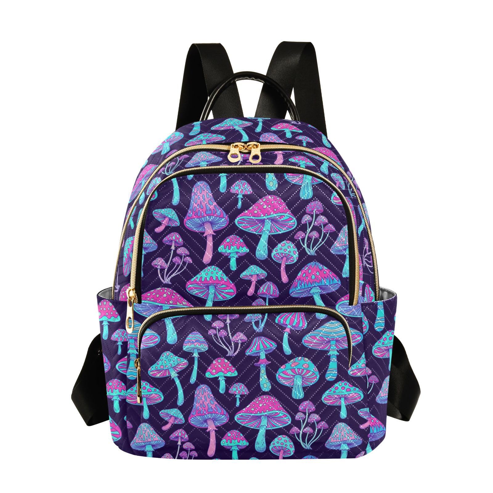Mushroom Colorful Mini Backpack Fashion Purse for Women,M