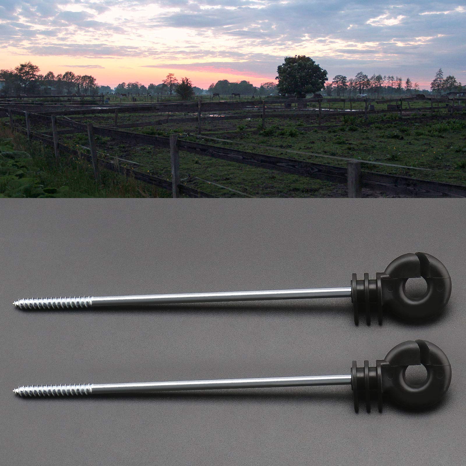 Lot de 30 anneaux de clôture isolants à visser pour faible impédance durable prairie ferme électrique poteau en bois noir