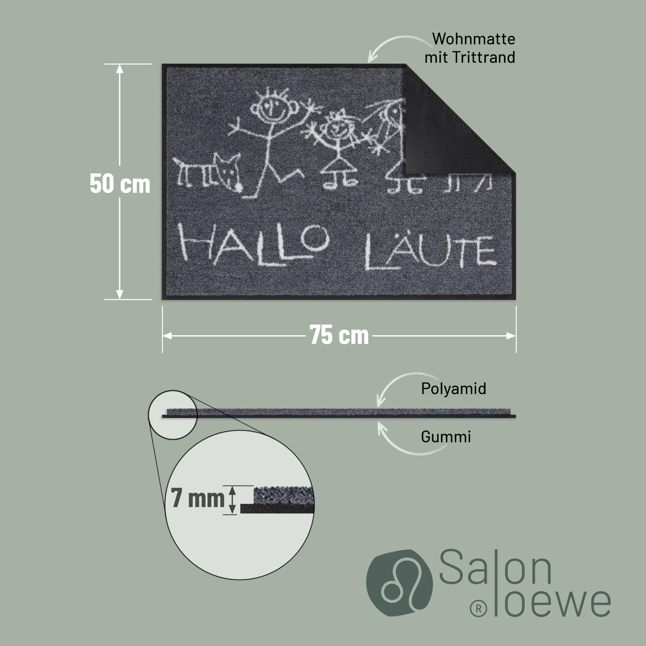 Salonloewe Fussmatte Hallo Läute I Schmutzfangmatte & Fußabtreter für Innen 50 x 75 cm