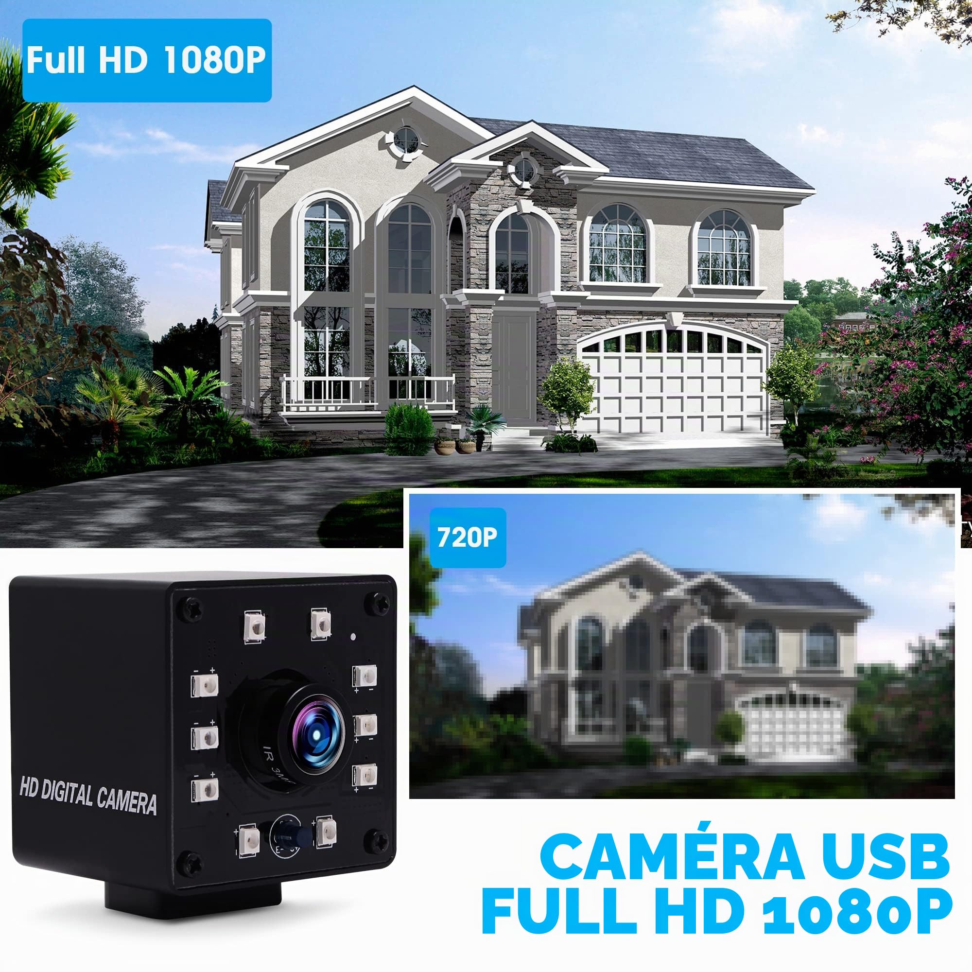 ELP KL36IR 1080P Webcam Full HD Vision Nocturne Infrarot PC Caméra 720P/60FPS Plug and Play Appareil Photo Video Web Cam USB avec IR Cut