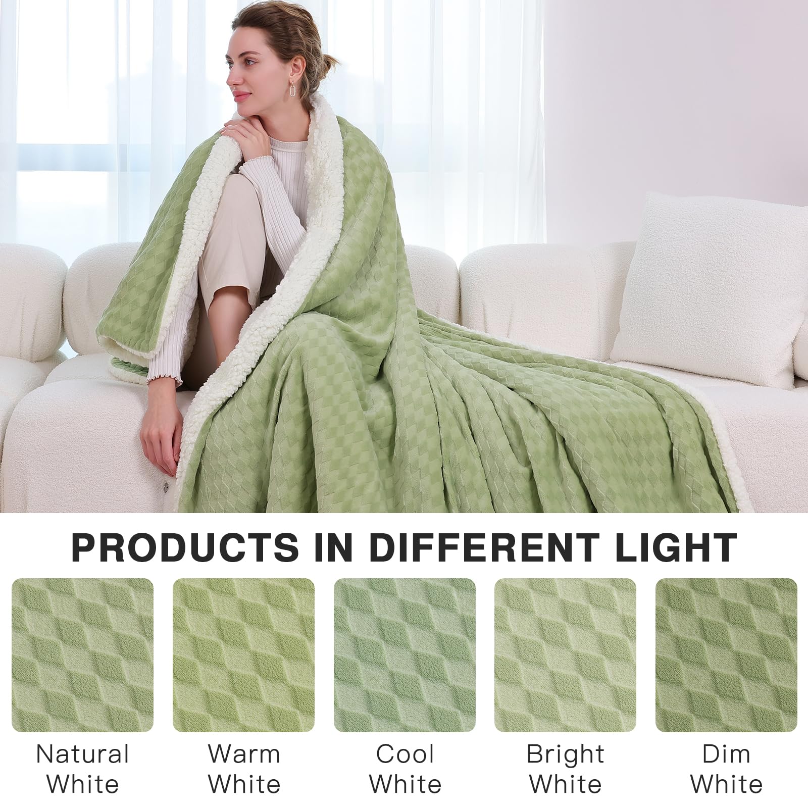 PanxHome Coperta, Coperta Morbida, 200x230 cm, Coperta Morbida Spessa con Renne e Fiocchi di Neve, 470GSM, Coperta Morbida, Coperta Calda in Sherpa, Coperta da Soggiorno, Coperta da Divano