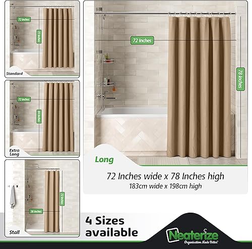Vista 113 de NEATERIZE Cortina de ducha verde salvia, cortinas de ducha estilo hotel verde salvia para baño con diseño de gofre, 72 x 84 pulgadas, cortina
