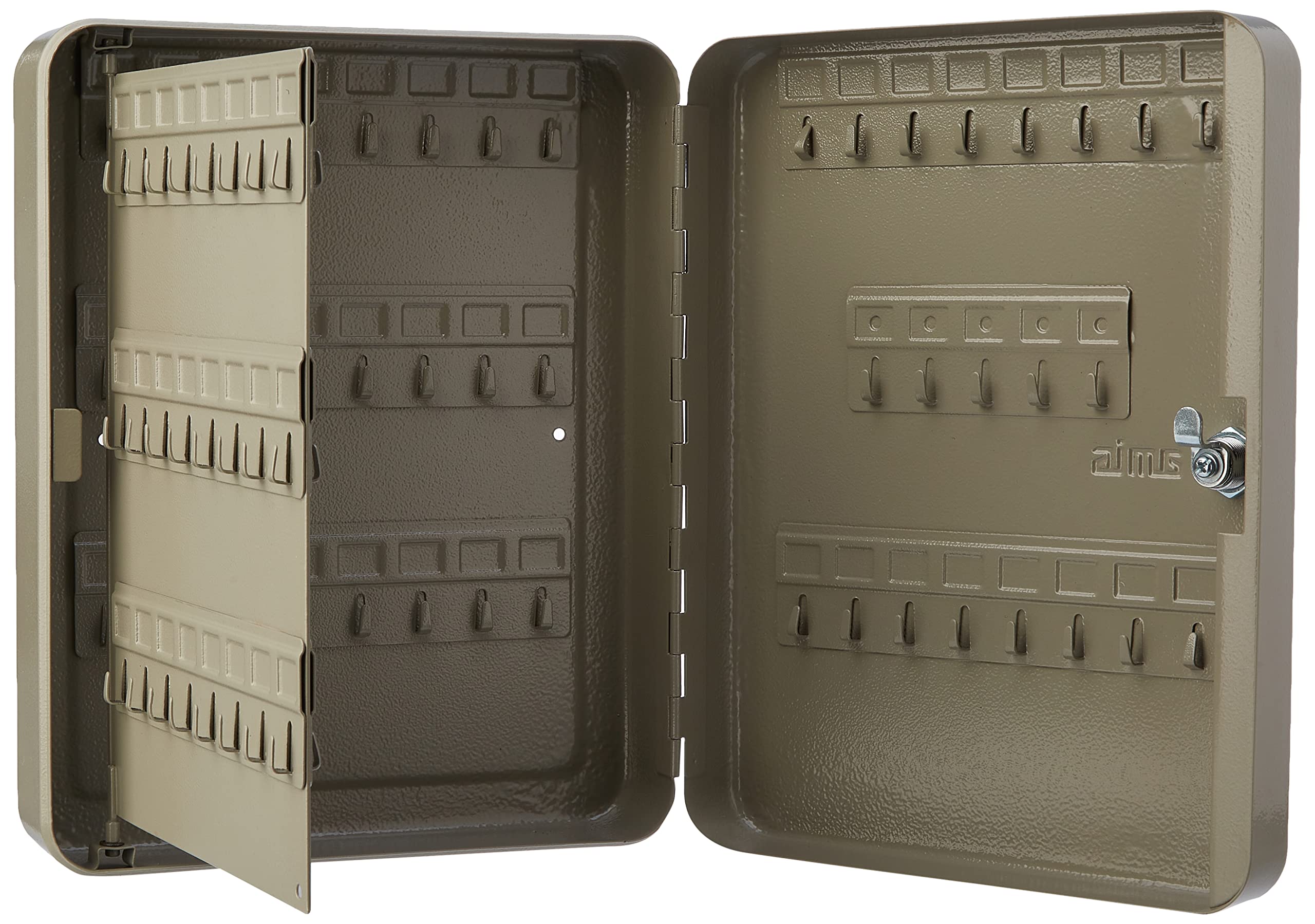 Amig - Caja Portallaves de Pared Mod.2172 de Acero Acabado en Gris Epoxi con Cerradura de Seguridad y 2 Llaves en Bruto - Cuelgallaves con Capacidad para 93 Llaves - Medidas: 300 x 240 x 80 mm