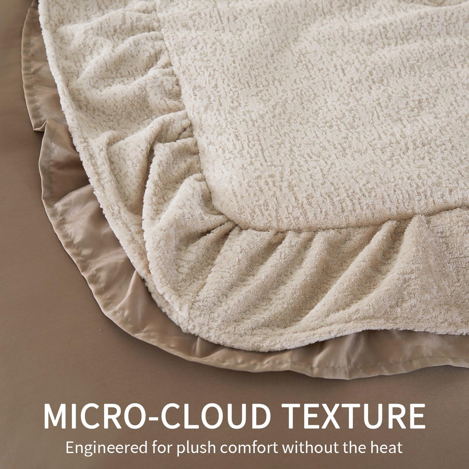 Fluffy Cloud Soft Bedding Ruffle Comforter Twin,Lightweight Breathable Warm Twin Ruffle Comforter Set Vintage Shabby Chic Farmhouse Bed Set