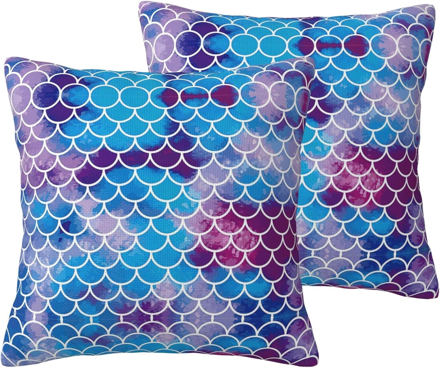 Mermaid Fish Scale Imitation Linen Pillowcase -2 Sets, Fashionable Home Decoration, Used for Sofas, Gardens, beds