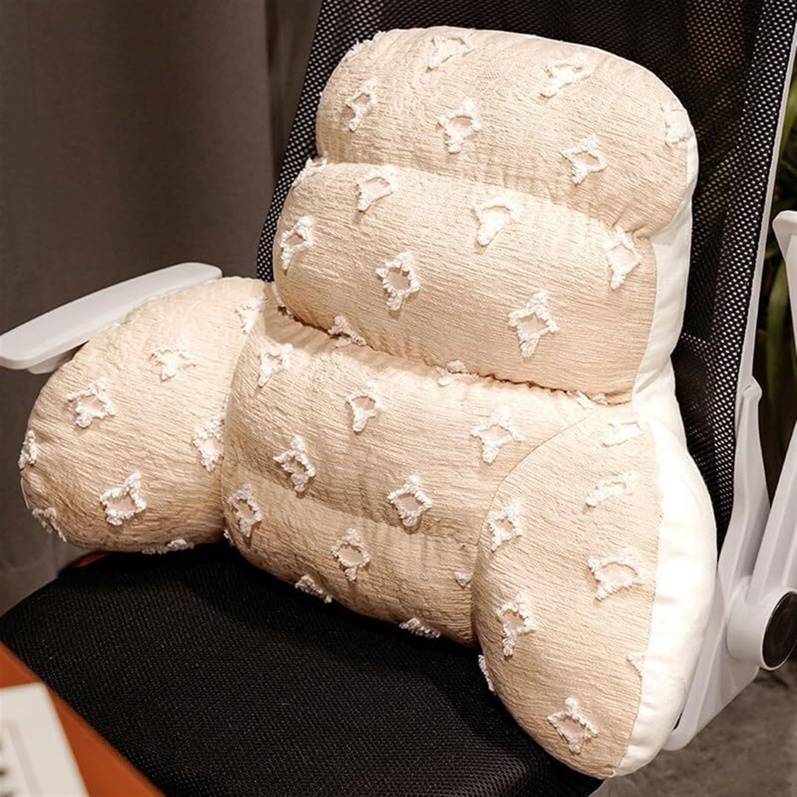 MYXJX back support cushion, Comfortable Removable Waist Backrest Flower Pillows Washable Arm Back Support(Pink)